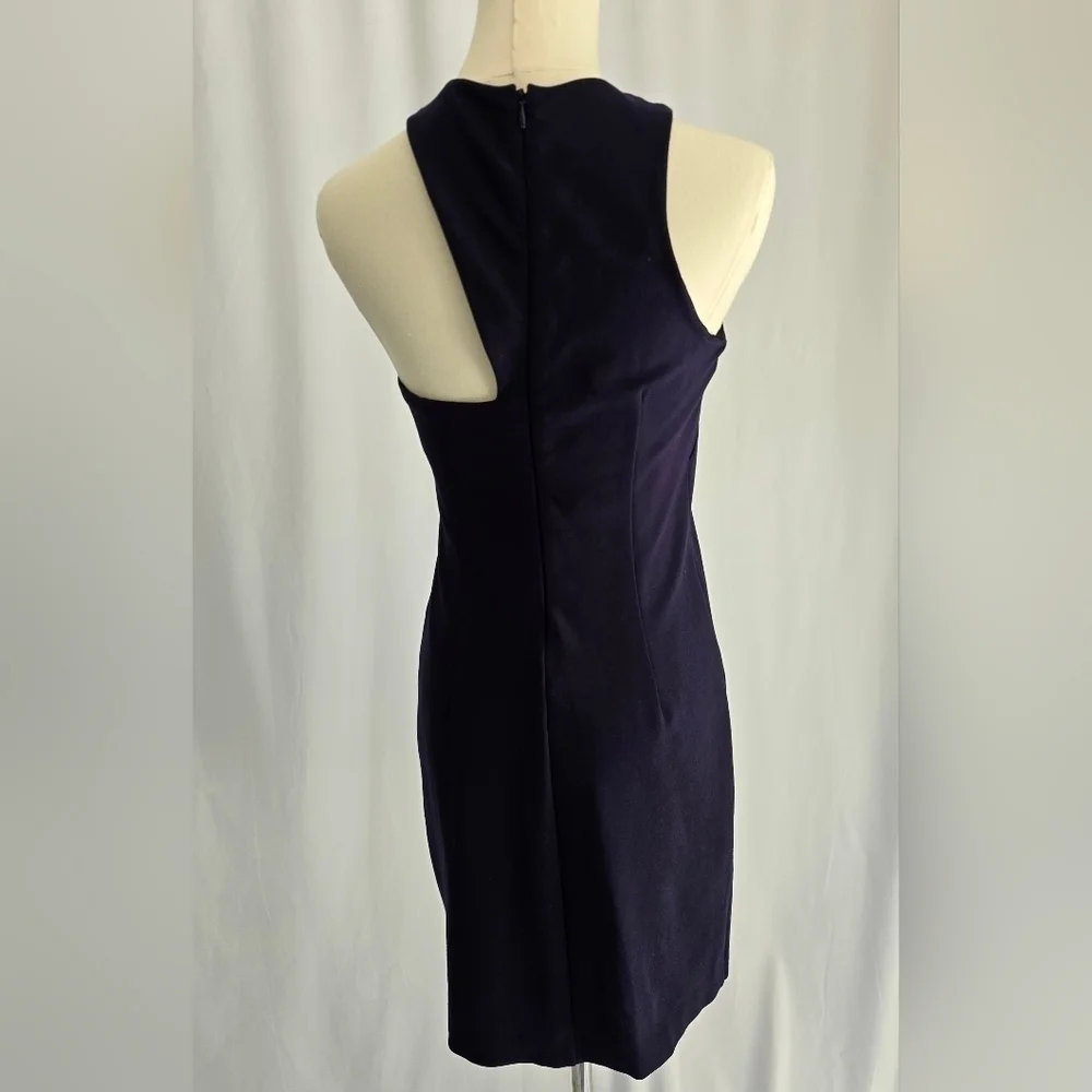 Halston Heritage Asymmetrical Neckline Purple Mini Sheath Dress Sz. S - Picture 4 of 10